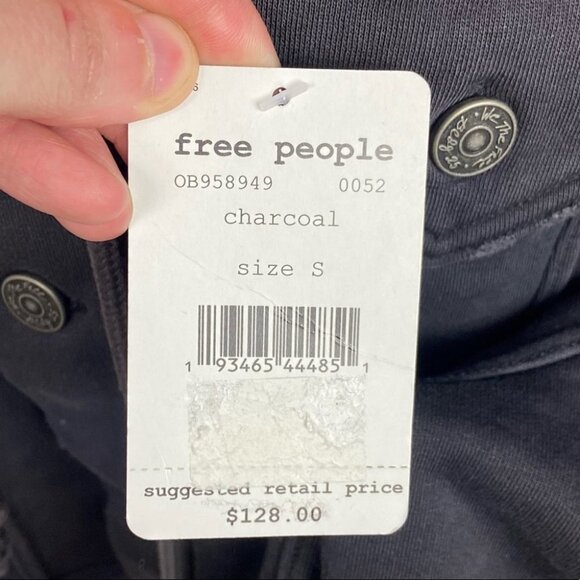 NWT Free People‎ Dreamers Charcoal Jacket Sweatshirt Size Small New With Tags S - Picture 10 of 15